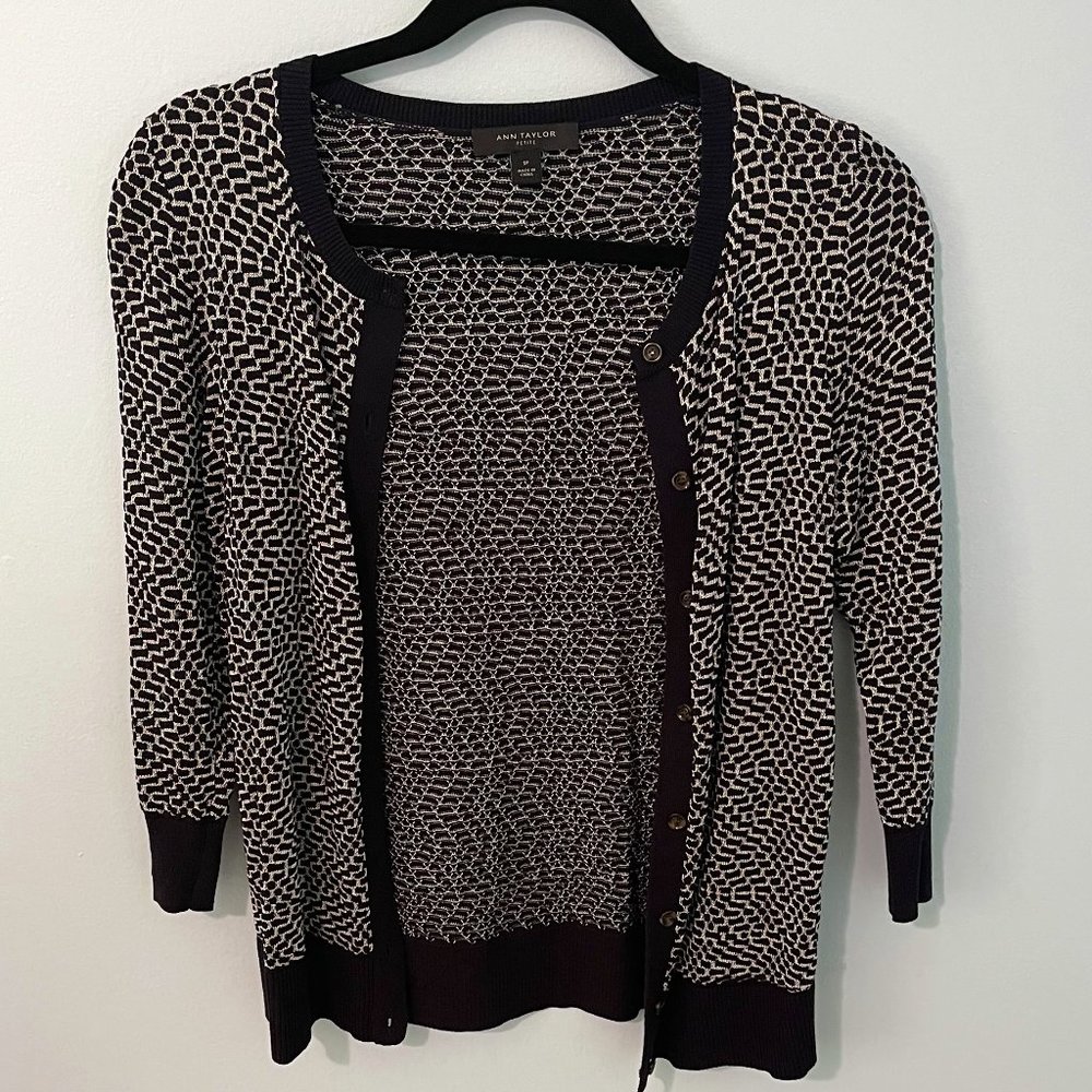 Ann Taylor Navy Pattern Sweater